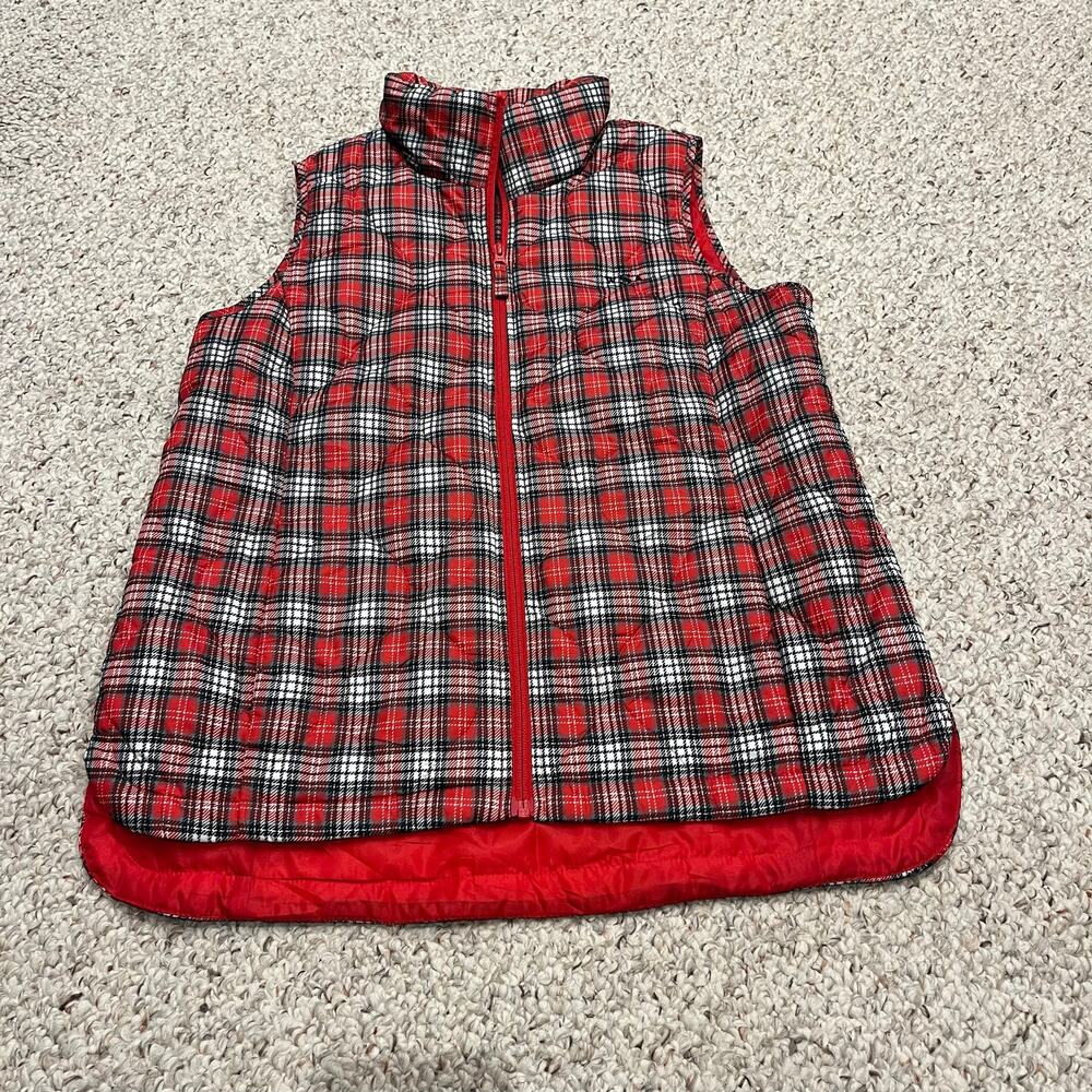 Lands End Featherfree Quilted Insulated Vest Plaid S Outdoor Preppy Classic Fall